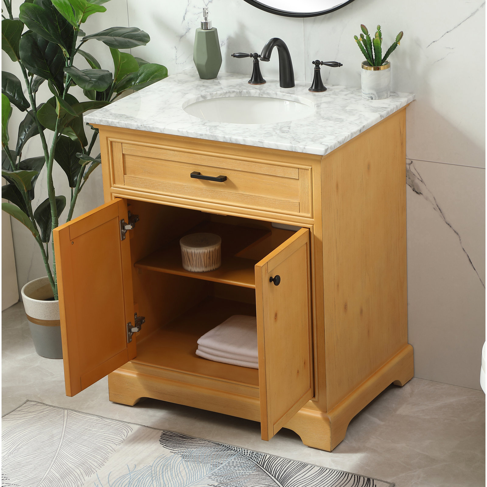 Hermes 30'' Single Bathroom Vanity, Natural Wood