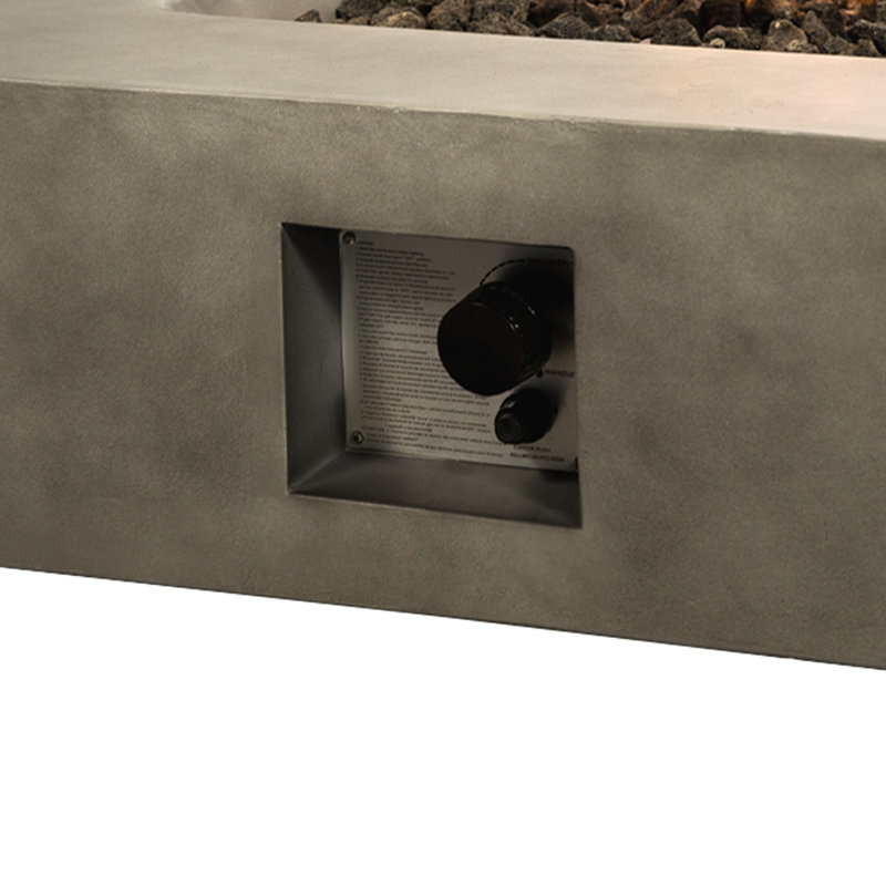 Rashid Square Fire Pit Table, Natural Concrete, 12" H x 34" W x 34" D