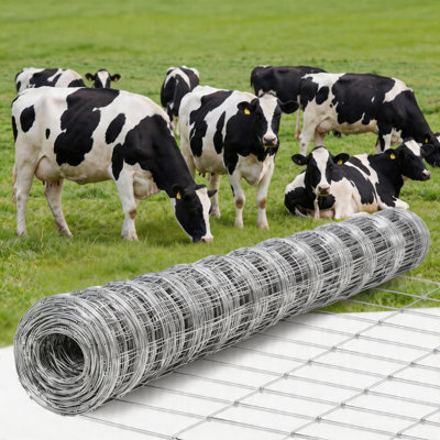 5ft x 164ft 12 Gauge Galvanized Farm Fence, Heavy Zinc Livestock Wire for Cattle Goats Deer, Graduated Mesh Animal Yard Protection Barrier, Wire gauge 1.95*1.95