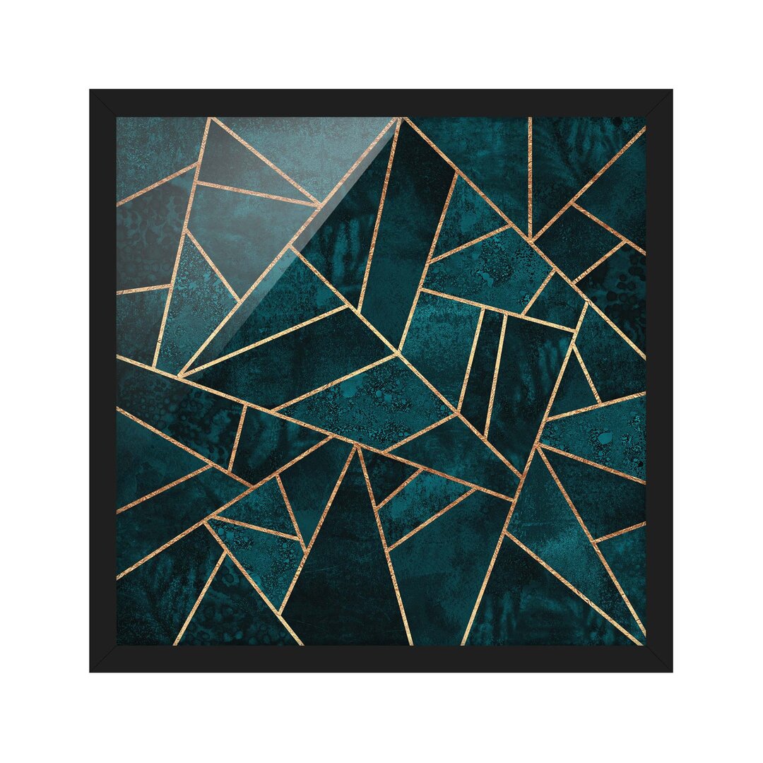 Gerahmter Grafikdruck Dark Turquoise with Gold