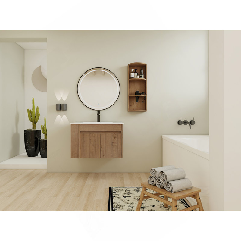 30" Wall-Mounted Bathroom Vanity With Sink And Storage Rack, Soft Close Doors,00612IMO-02730IMO Combination Cabinet(KD-Packing)