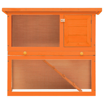 Rabbit Hutch Bunny Cage House with Pull Out Tray Ramp Solid Pine Wood