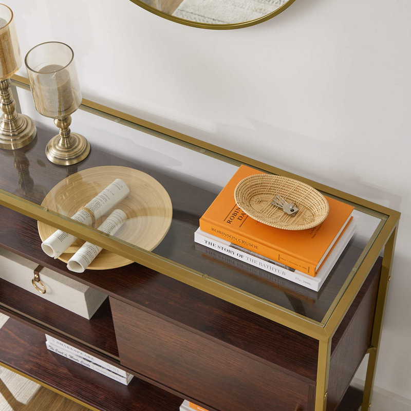 Dolton 254cm Glass Top Console Table