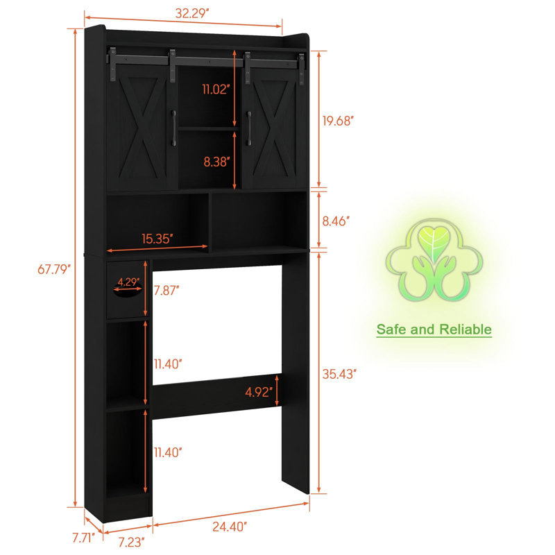 Armoire de rangement au-dessus de la toilette, Black