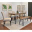 Ensemble de salle à manger 6 pièces Amisos, table à manger en épingle à cheveux avec 4 chaises et banc en bois, 3 options de couleurs