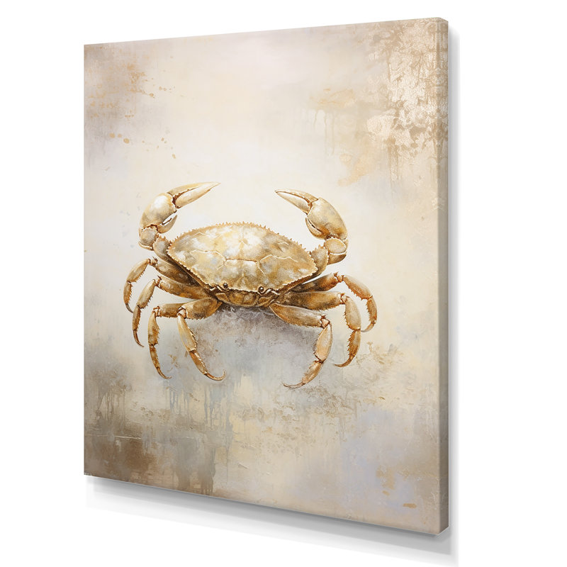 Minimalisme crabe, peinture III sur toile, Toile tendue, H 40 po x l 30 po x P 1,5 po
