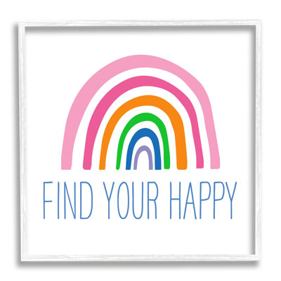 " Find Your Happy Uplifting Rainbow Simple Stripes " by Ilene Segal
