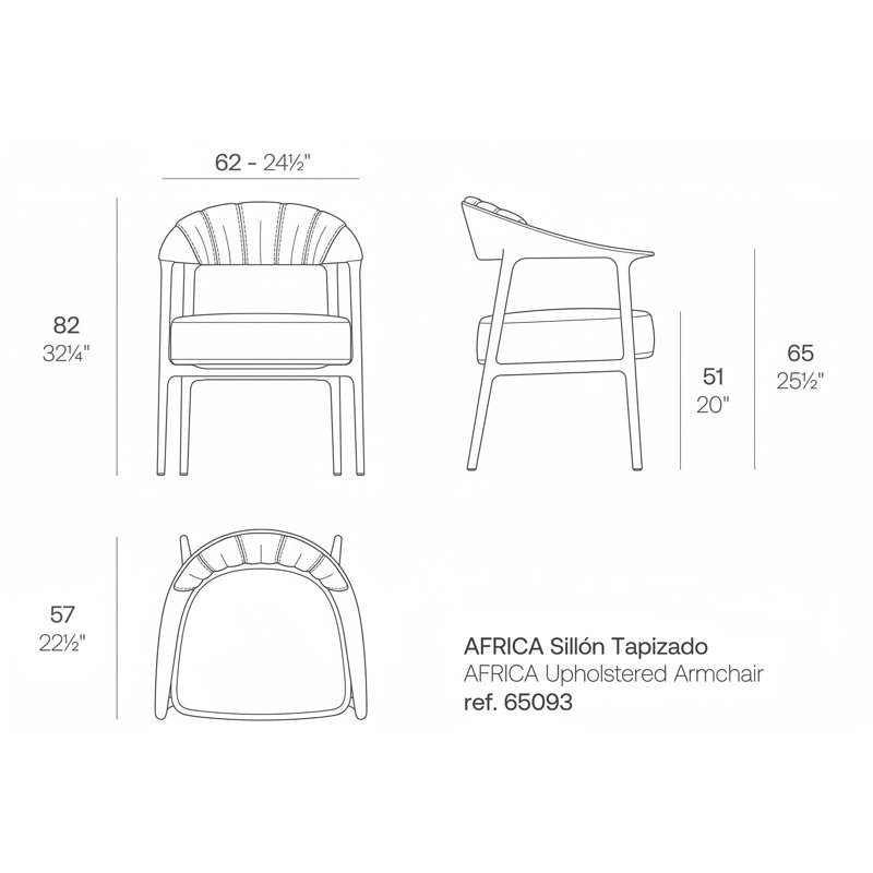 Fully Upholstered Africa Armchair, Fisterra Ecru