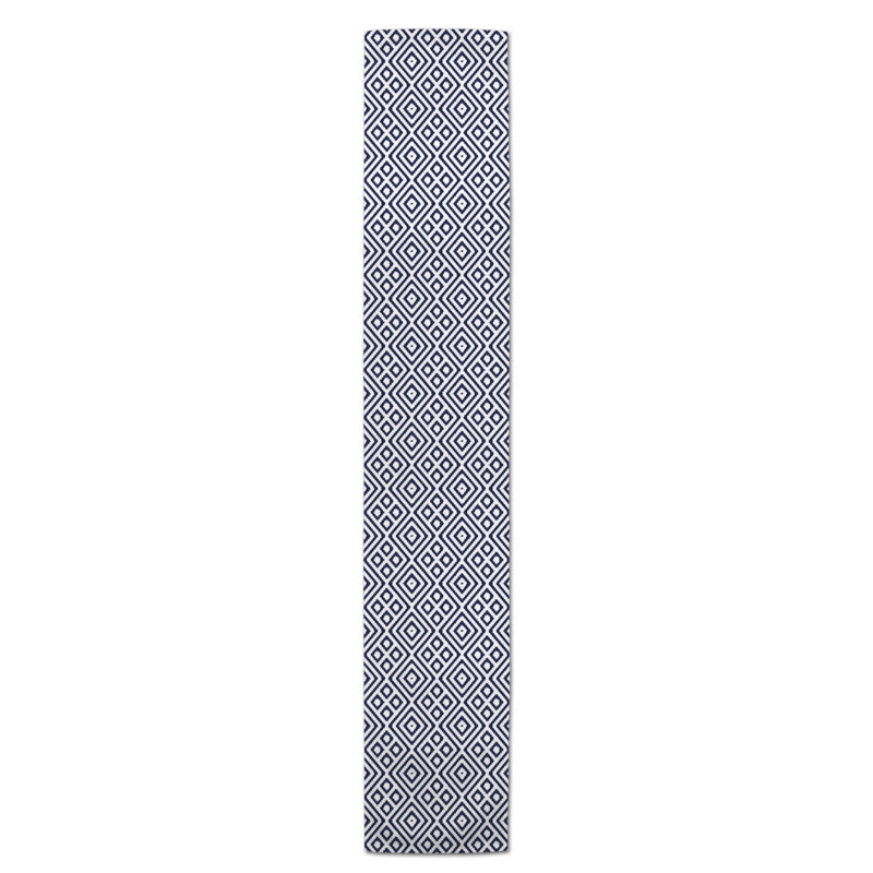 Chemin de table en losanges pointillé Nalston, Bleu marine, 72 po x 16 po, Pointillé de diamant