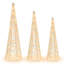 3 Piece Set Christmas Cone Trees Glittered Lighted Display