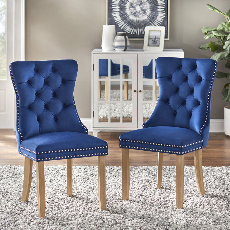 Chaise d'appoint rembourrée en velours Eries, Bleu