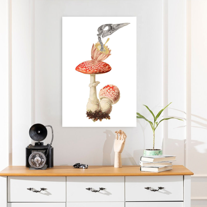 Art champignon surréel, fantaisiste et biologique, H 24 po x l 16 po