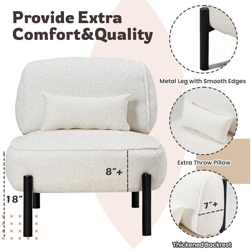 Upholstered Accent Chair, White