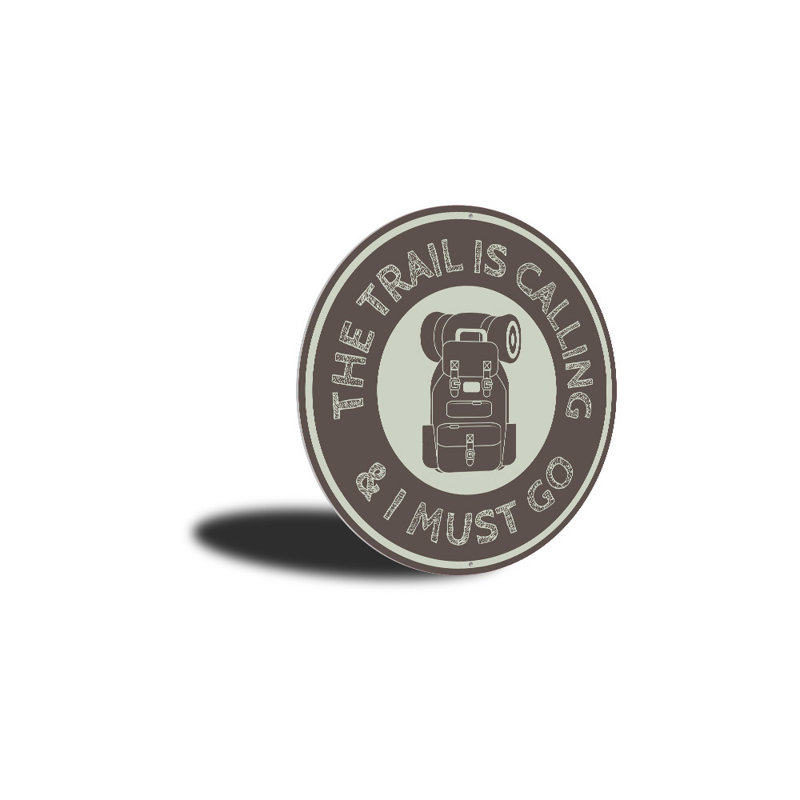 Panneau «Trail is calling» en aluminium, H 18 po x l 18 po x P 0,06 po