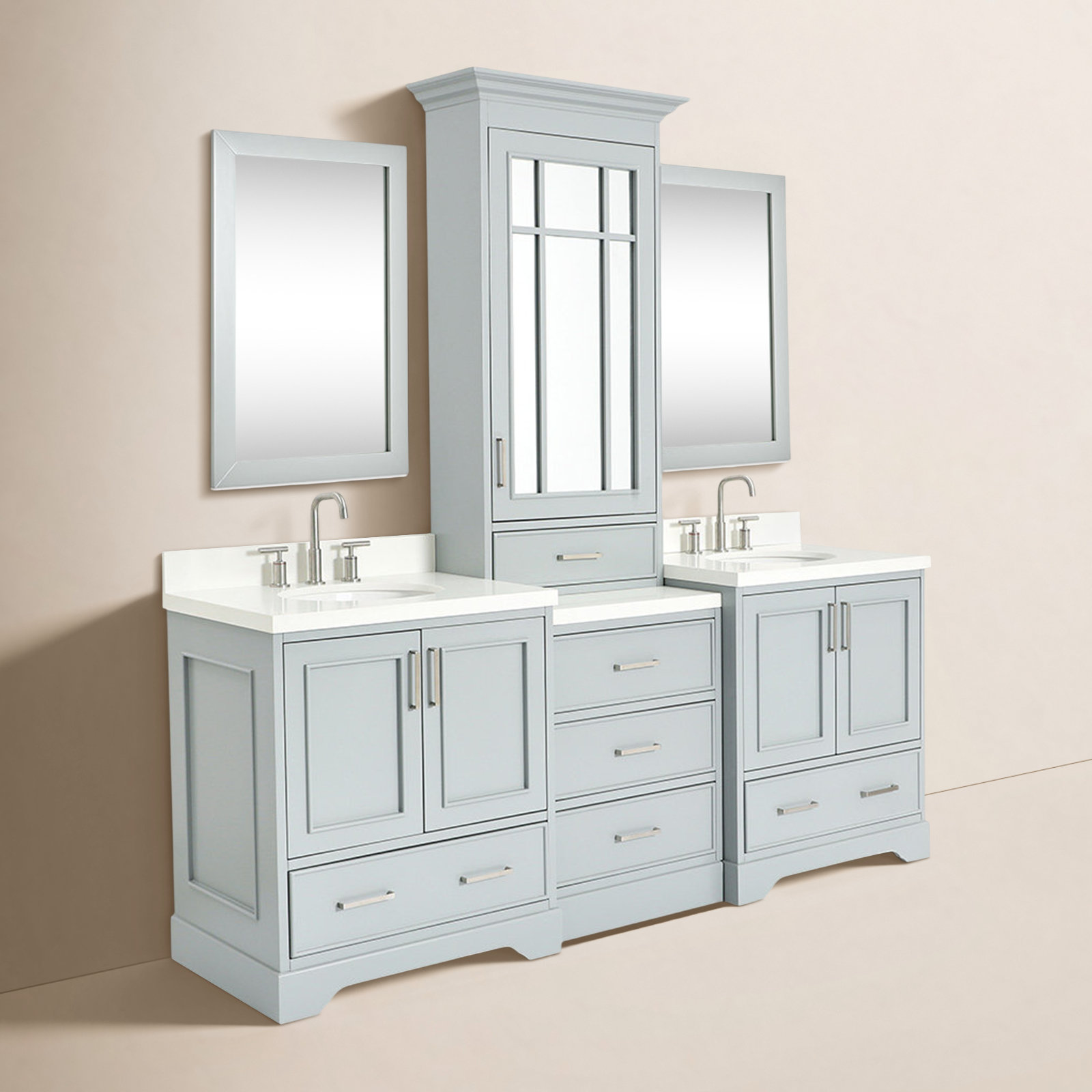Buckhorn 85'' Double Bathroom Vanity, Gray