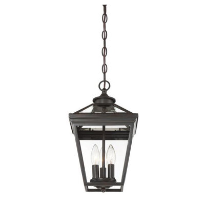 Manwe 3 -Bulb 15.75" H Outdoor Hanging Lantern in Bronze