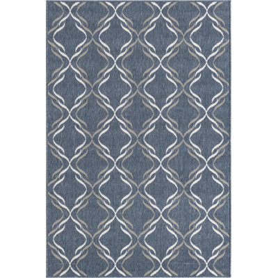 Outdoor Preen Area Rug Dark Blue Color