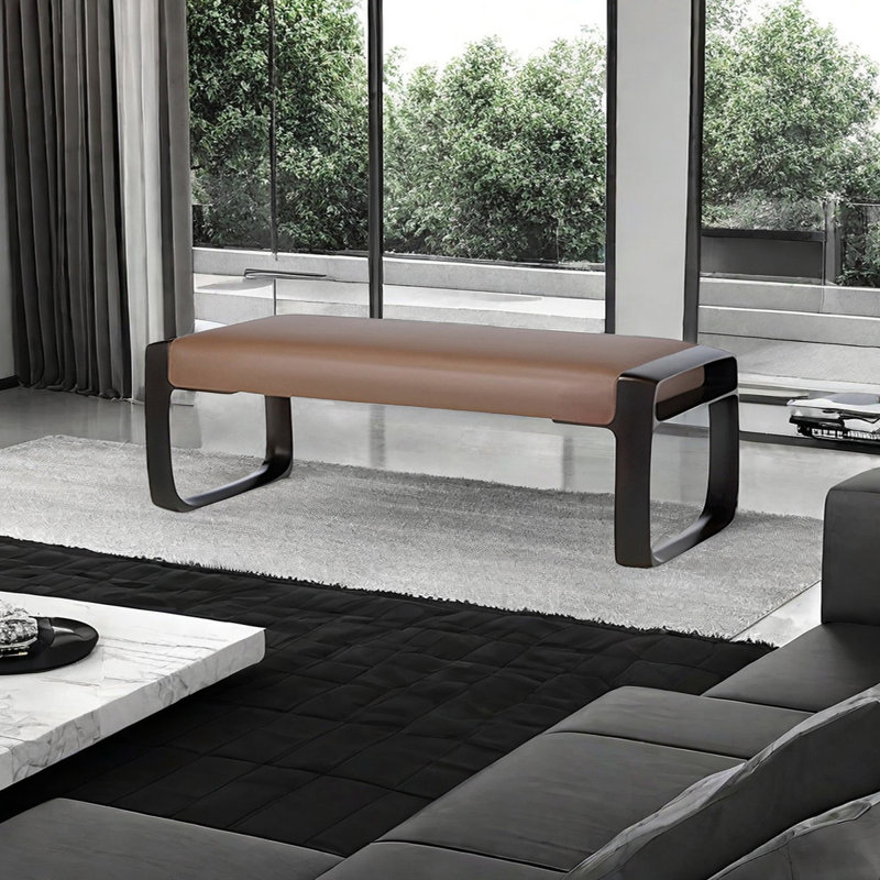 Banc rembourré en cuir Dury, H 16,53 po x l 55,11 po x P 17,71 po