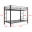 Lit superposé en métal simple au-dessus de conception simple, sans sommier, noir avec cadre et espace de rangement supplémentaire nécessaire