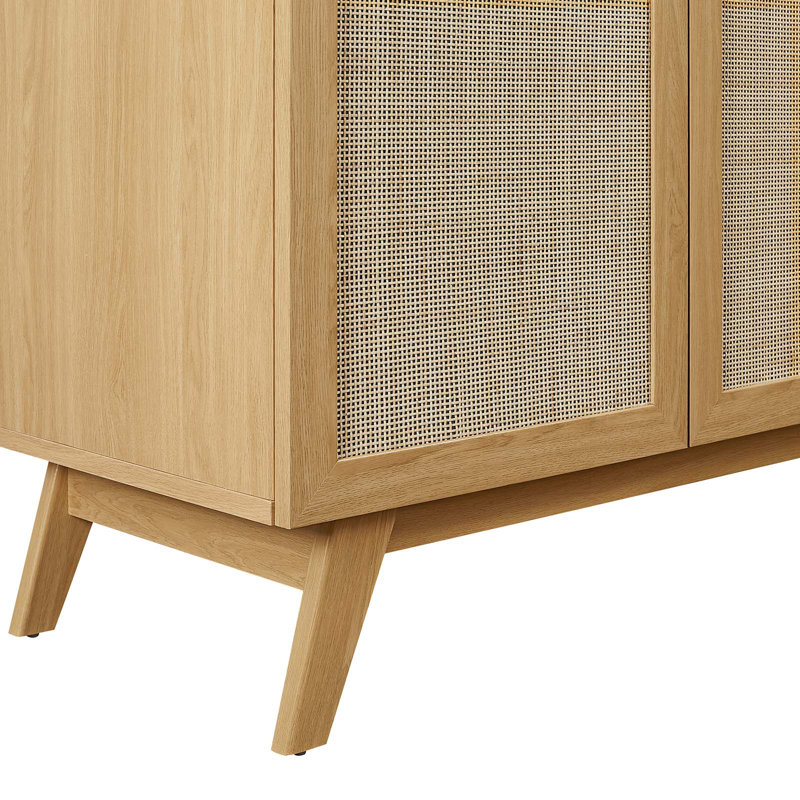 Soma 36'' Oak and White Freestanding Bathroom Vanity with Rattan Doors