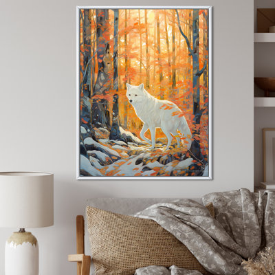 " White Wild Wolf In Winter Forest I "