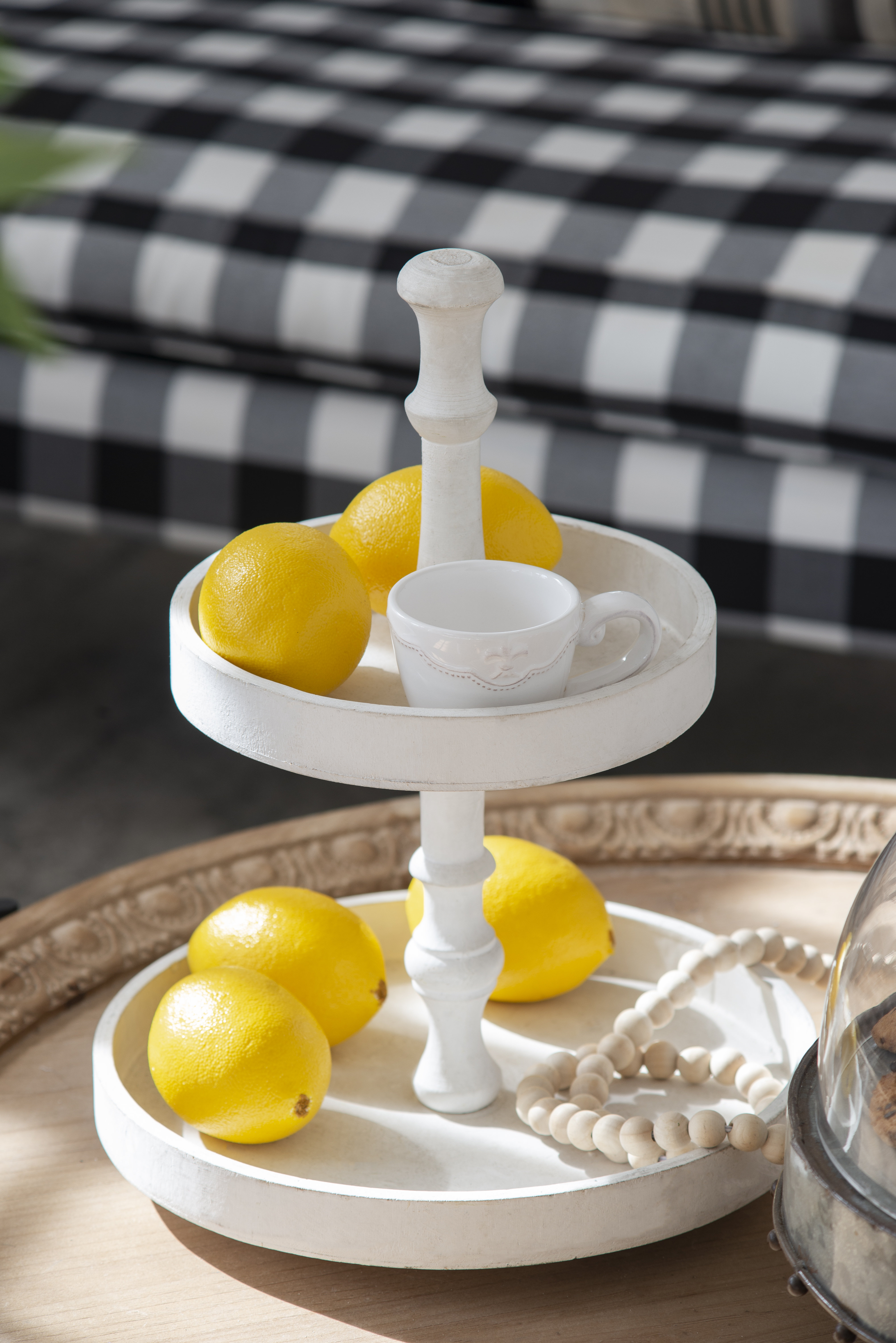 Trinx Classic White DoubleLayer Decorative Tray Farmhouse Style Home — free download