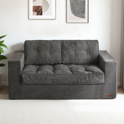 2 Seater Corduroy Couch Sofa Compression Loveseat Sofa Upholstered Floor Sofa