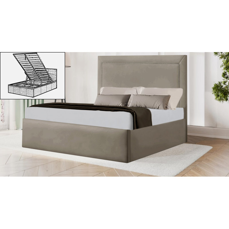 Barlas Upholstered Ottoman Storage Bed, Double (4'6), Coffee