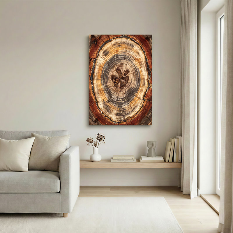 Art mural sur toile rétro avec anneaux d'arbre, 24"H x 16"W