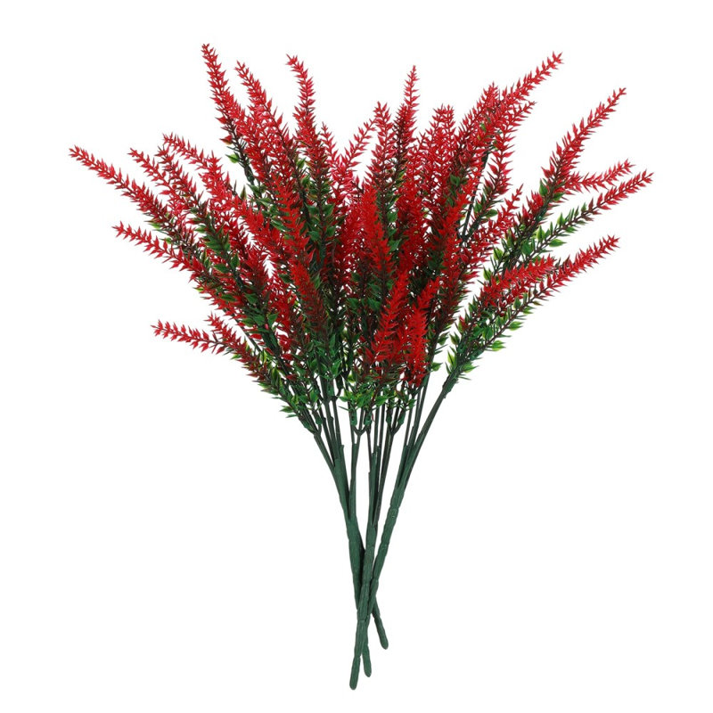 4 bouquets de fleurs de lavande artificielles, Rouge