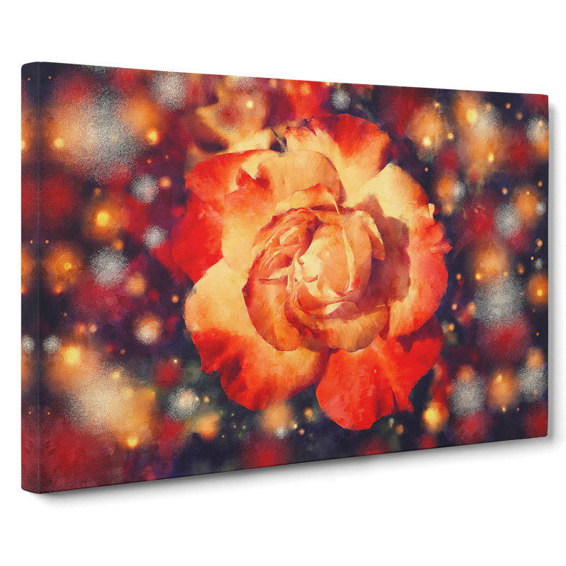 Orange Rose Flower - Wrapped Canvas, 40cm H x 60cm W x 3cm D