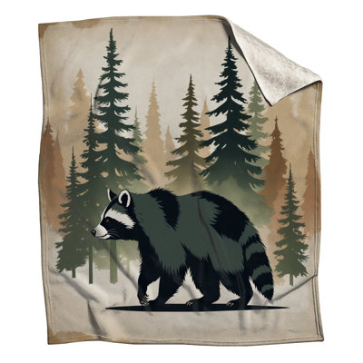 Raccoon And Pine Trees Blankets