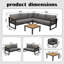 Ensemble de canapé modulaire d'extérieur pour 5 personnes, ensemble de conversation de patio tout en aluminium avec coussins en tissu tissé et table basse, mobilier d'extérieur modulaire antirouille pour cour, terrasse et porche
