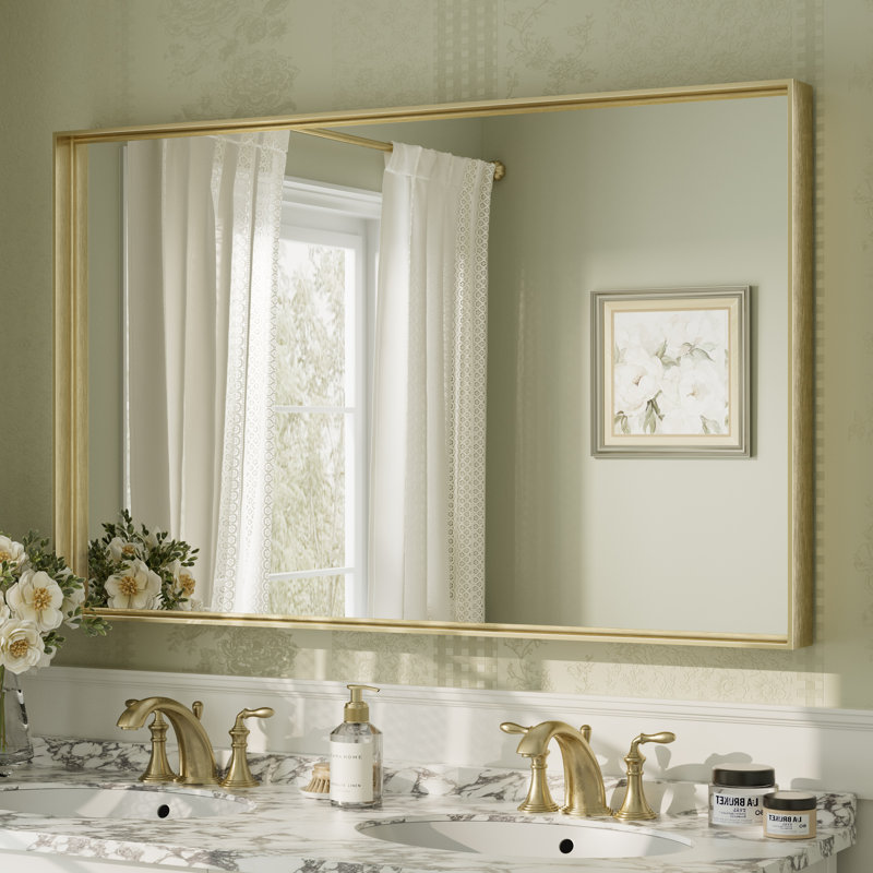 Miroir mural Aevar, 48 po x 30 po, Or brossé