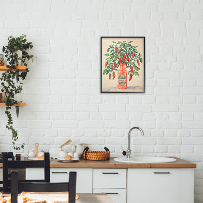 Chili Peppers dans un vase à sauce chaude, estampe numérique, design par The Prints Vibe