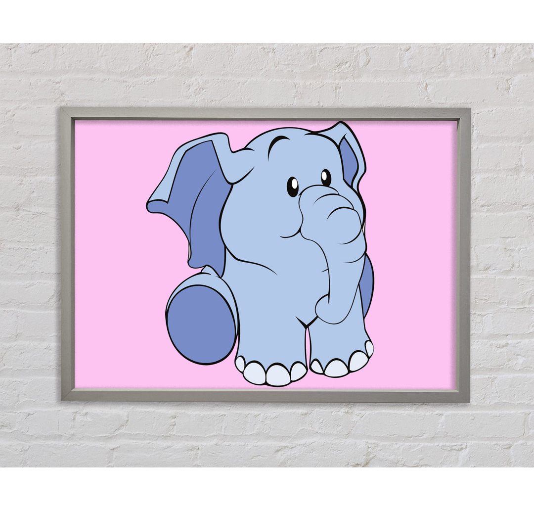 Gerahmtes Wandbild Happy Baby Elephant White