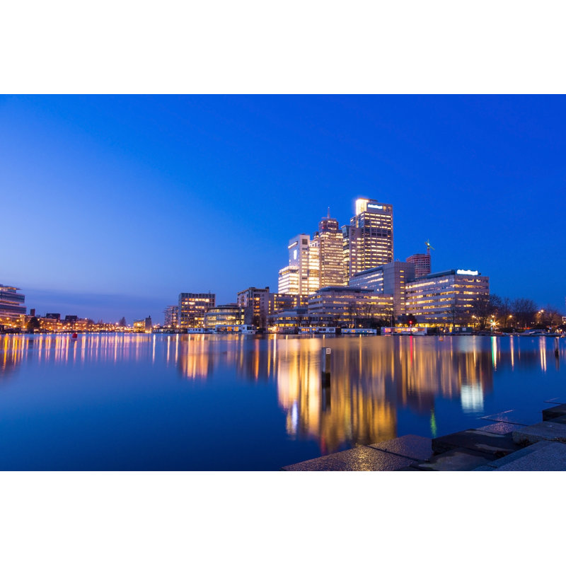 Ellenore Amsterdam Night Skyline 1 Piece Wrapped Canvas Wall Art, 51cm H x 76cm W x 3.8cm D