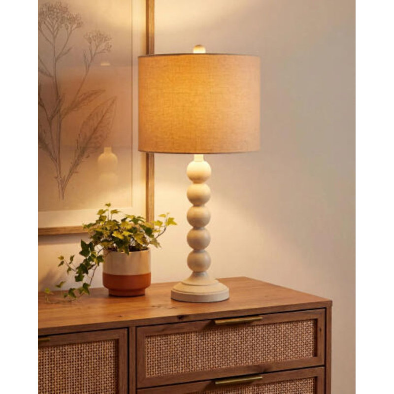Elaine Table Lamp, Beige, Cream, 27" H x 13" W x 15" D