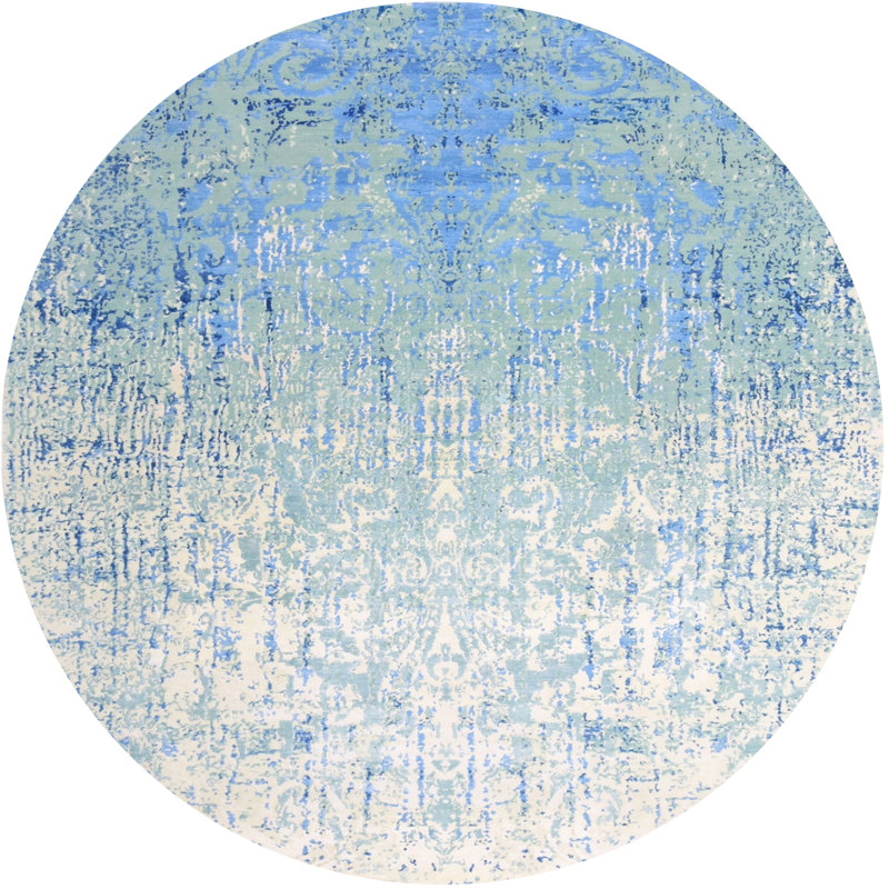 Tapis oriental bleu / blanc Hovey, Rond 8 pi