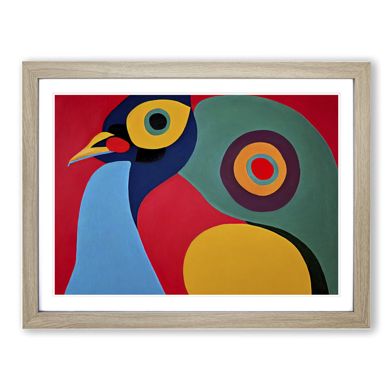 Abstract Peacock - Framed Print, 34cm H x 46cm W x 2cm D, Oak
