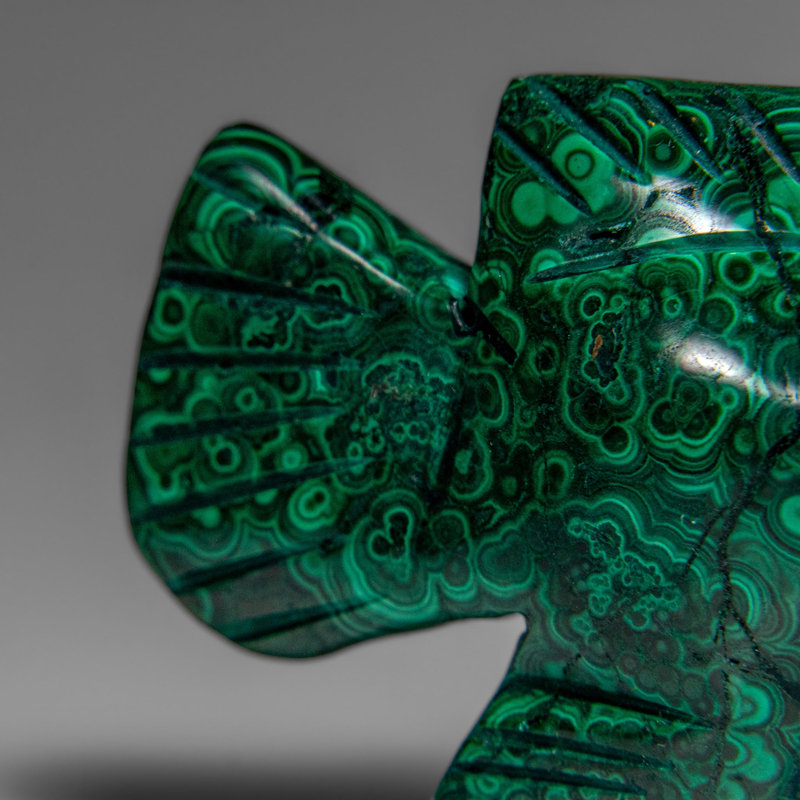 Genuine Polished Malachite Fish Carving (185 Grams)