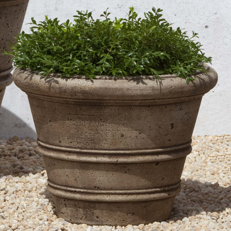 Pot à fleurs en pierre composite, Travertin, H 17,5 po x l 24 po x P 24 po