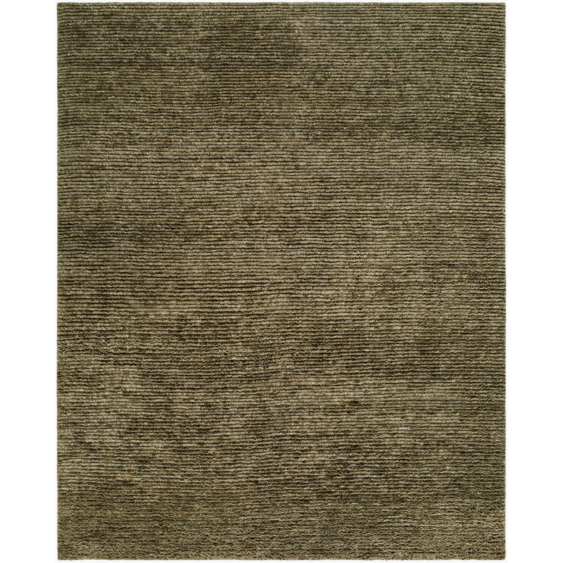 Alfie Hand Knotted Wool Area Rug, Green, Rectangle 8' x 10'