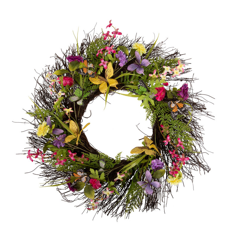 Couronne de brindille papillon 24 po