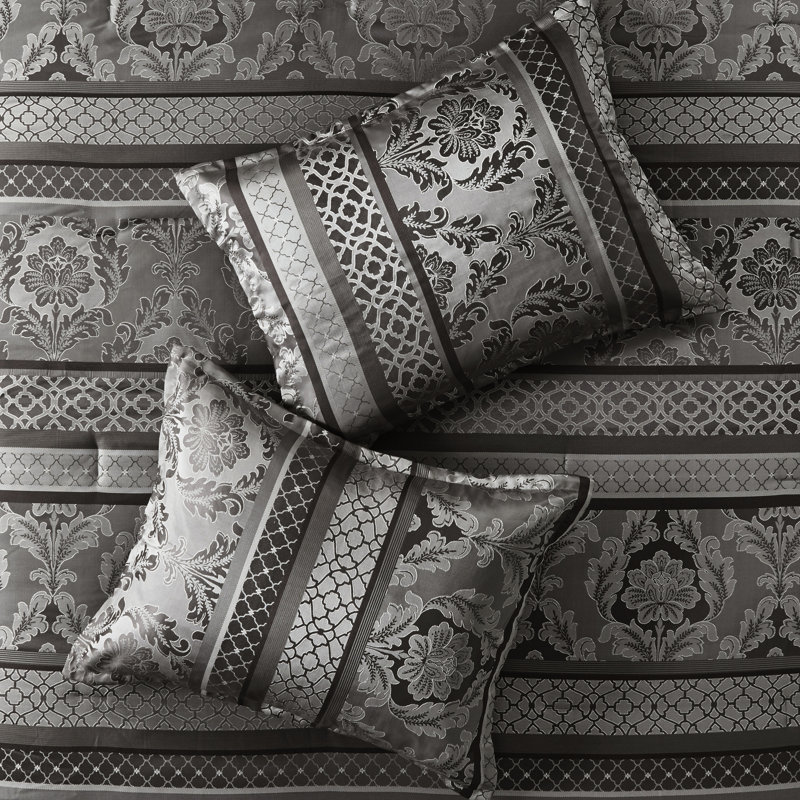 7 Piece Comforter Luxury - Grey King Bedding