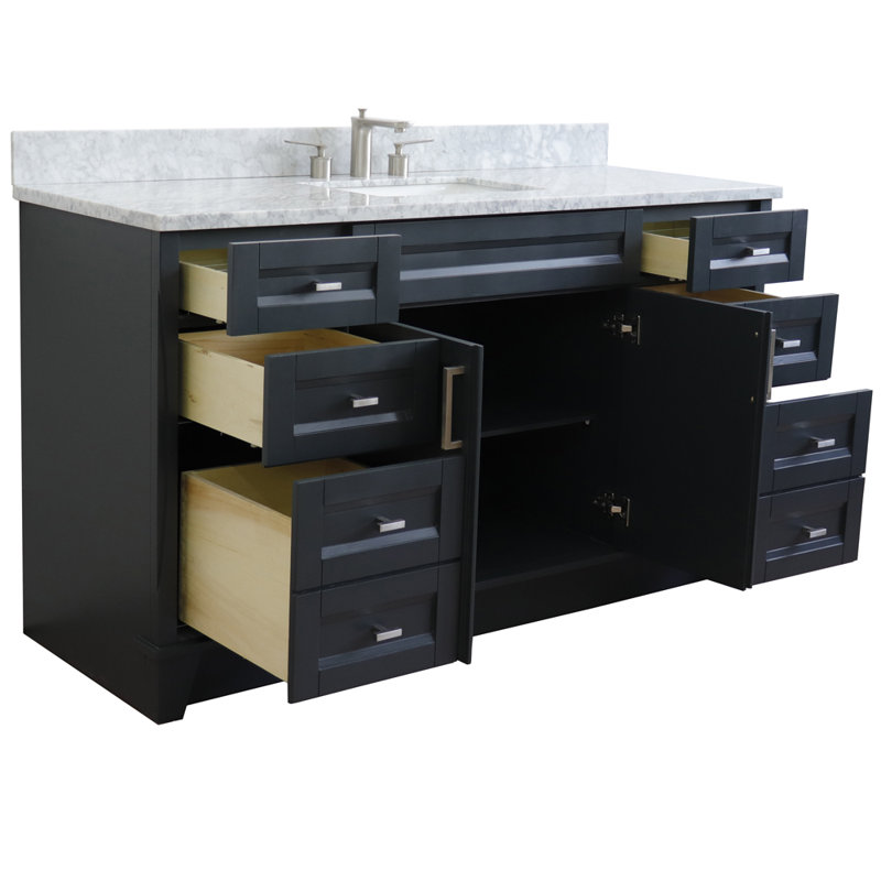 Dagh 61'' Single Bathroom Vanity with Top, White Carrara