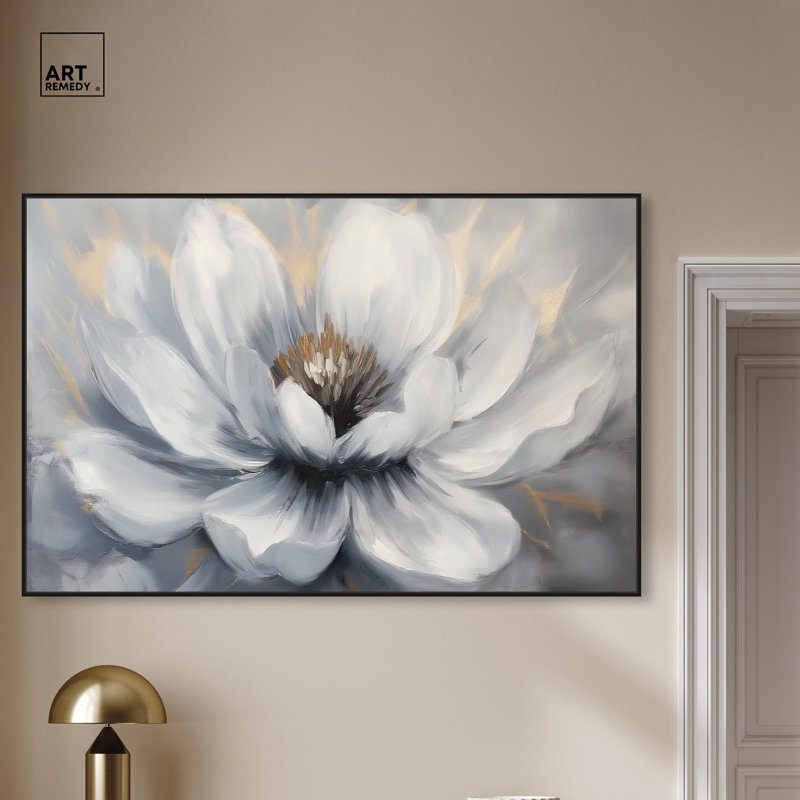 Art Remedy, art sur toile fleur sereine, Structure noire, H 10 po x l 15 po