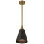 Luminaire suspendu 1 lumière Dahlia - finition laiton brossé antique - abat-jour noir