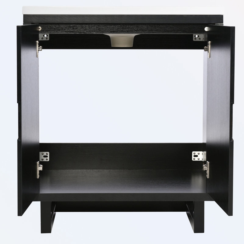 Nickhi 29.5 " W Single Vanity Bathroom Vanity With Resin Top, Black