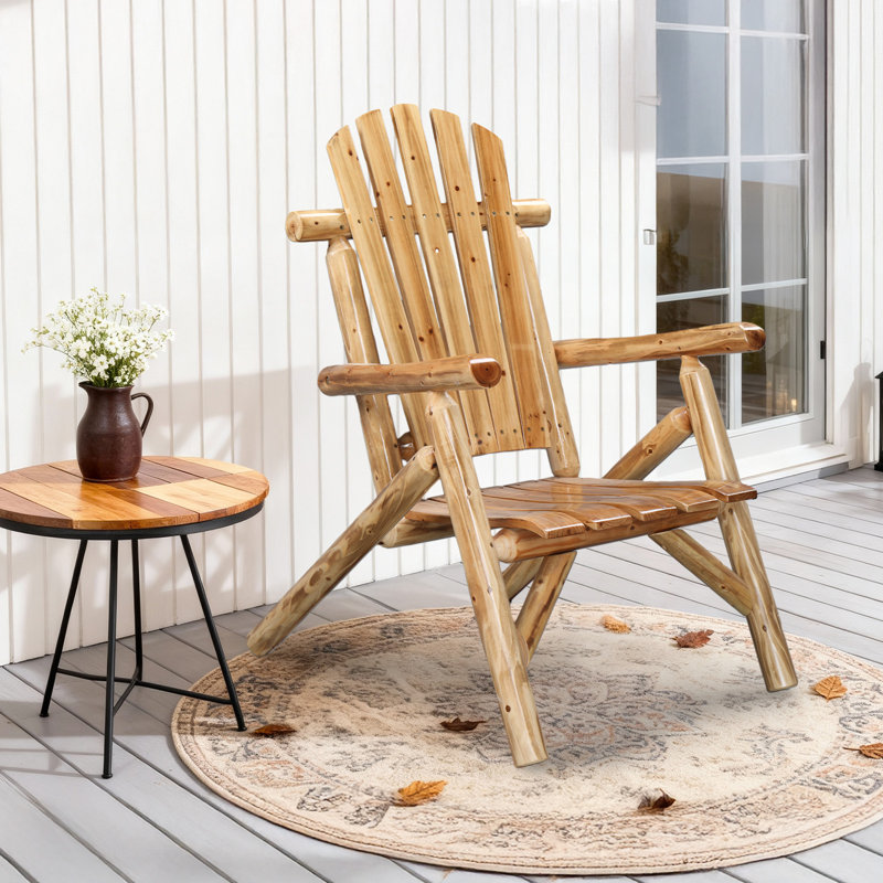 Chaise de patio en bois massif rustique, Bois brun